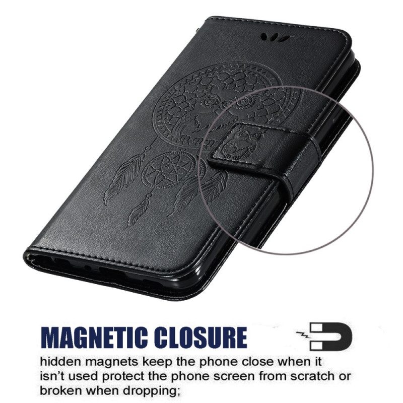 Flip Case Für Samsung Galaxy A33 5G Mit Kordel Eulen-traumfänger Mit Riemen