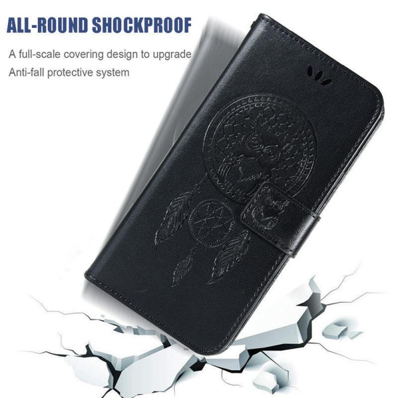 Flip Case Für Samsung Galaxy A33 5G Mit Kordel Eulen-traumfänger Mit Riemen