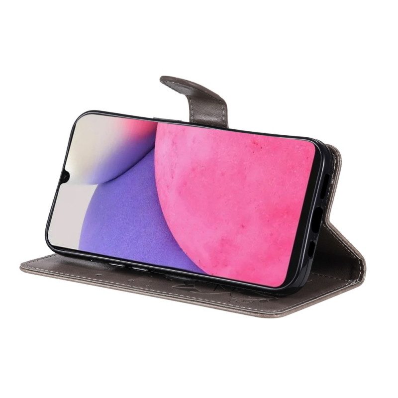 Lederhüllen Für Samsung Galaxy A33 5G Mit Kordel Riemchenkatze Und Bienen