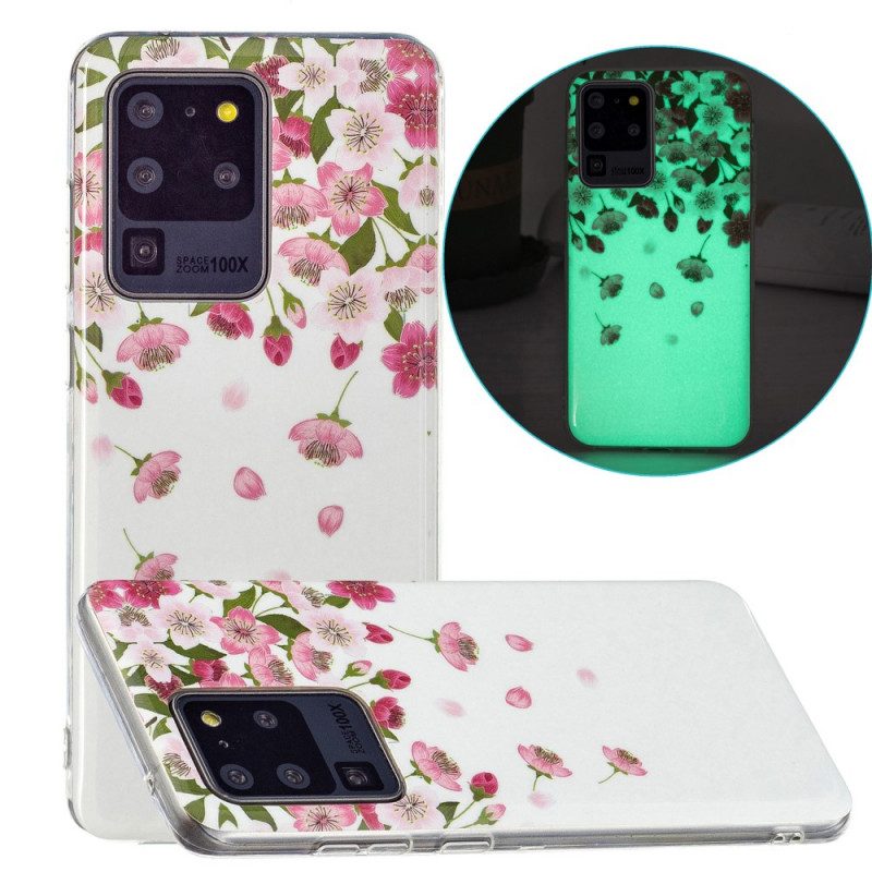 Handyhülle Für Samsung Galaxy S20 Ultra Fluoreszierende Blumen