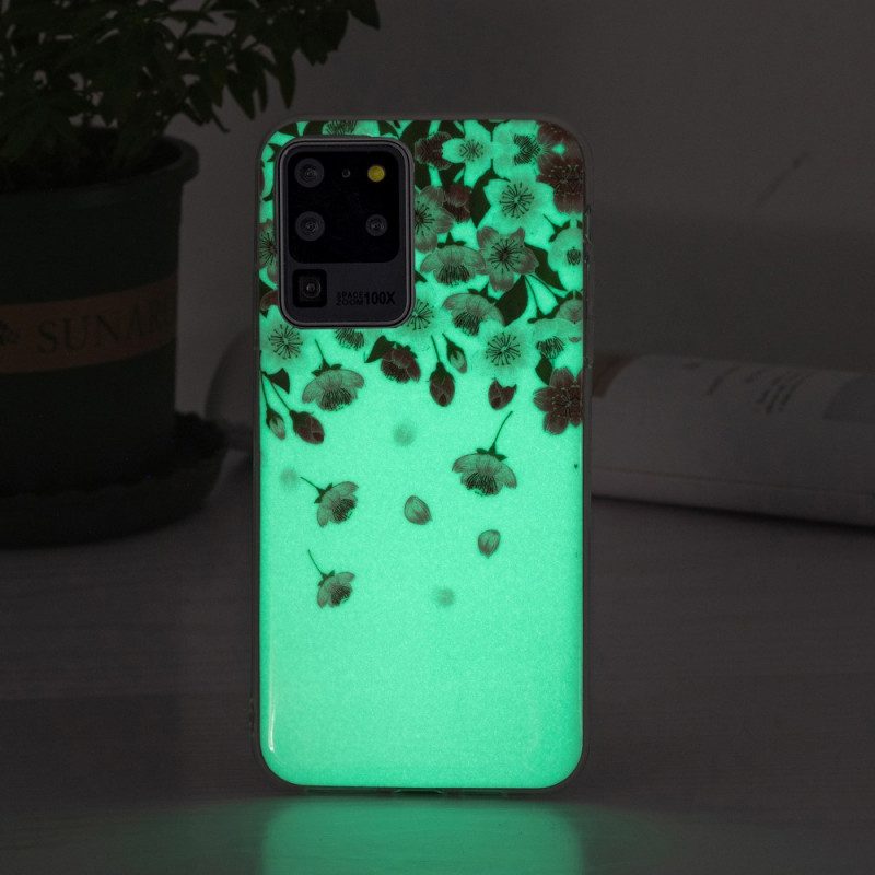Handyhülle Für Samsung Galaxy S20 Ultra Fluoreszierende Blumen