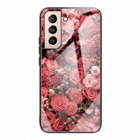 Hülle Für Samsung Galaxy S22 5G Rosenblüten Aus Gehärtetem Glas
