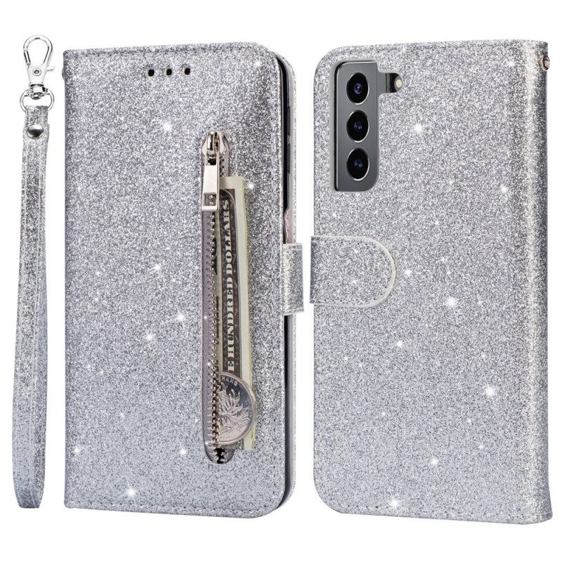 Lederhüllen Für Samsung Galaxy S22 5G Glitzer-geldbörse