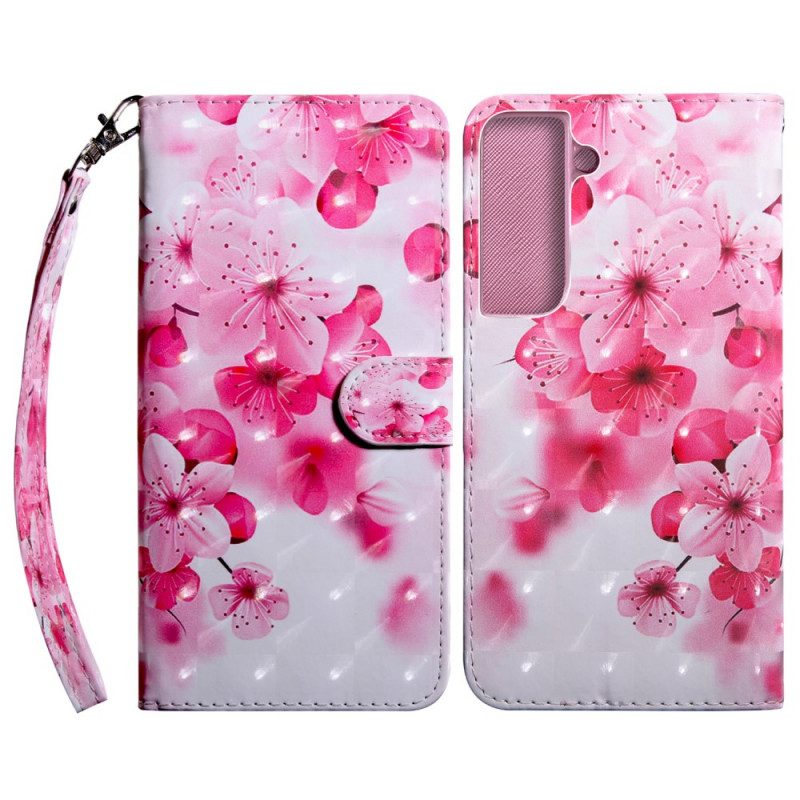 Lederhüllen Für Samsung Galaxy S22 5G Pinke Blumen