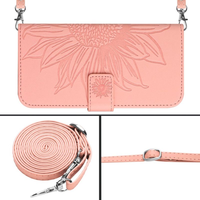 Flip Case Für Oppo Reno 8 Lite Sonnenblumen-schultergurt