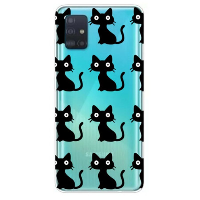 Hülle Für Samsung Galaxy A71 Mehrere Schwarze Katzen