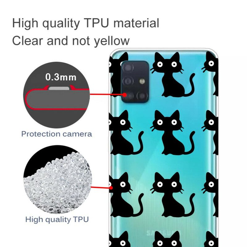 Hülle Für Samsung Galaxy A71 Mehrere Schwarze Katzen