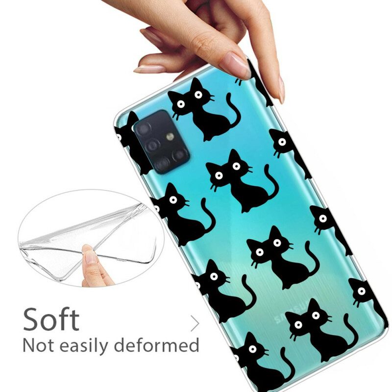 Hülle Für Samsung Galaxy A71 Mehrere Schwarze Katzen