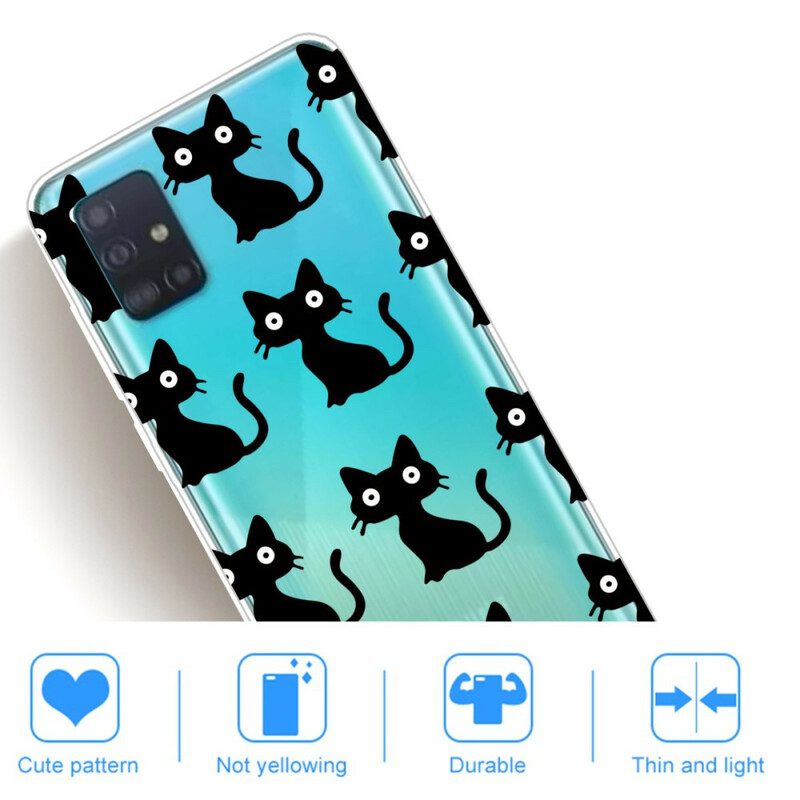 Hülle Für Samsung Galaxy A71 Mehrere Schwarze Katzen