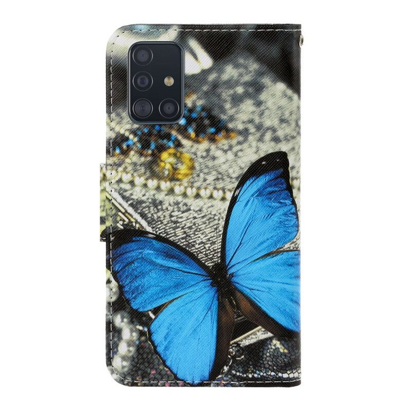 Lederhüllen Für Samsung Galaxy A71 Mit Kordel Variationen Von Schmetterlingsriemen