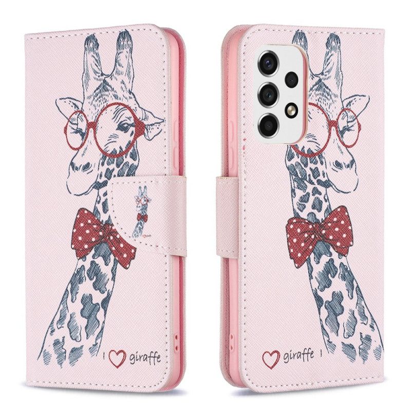 Flip Case Für Samsung Galaxy A53 5G Kluge Giraffe