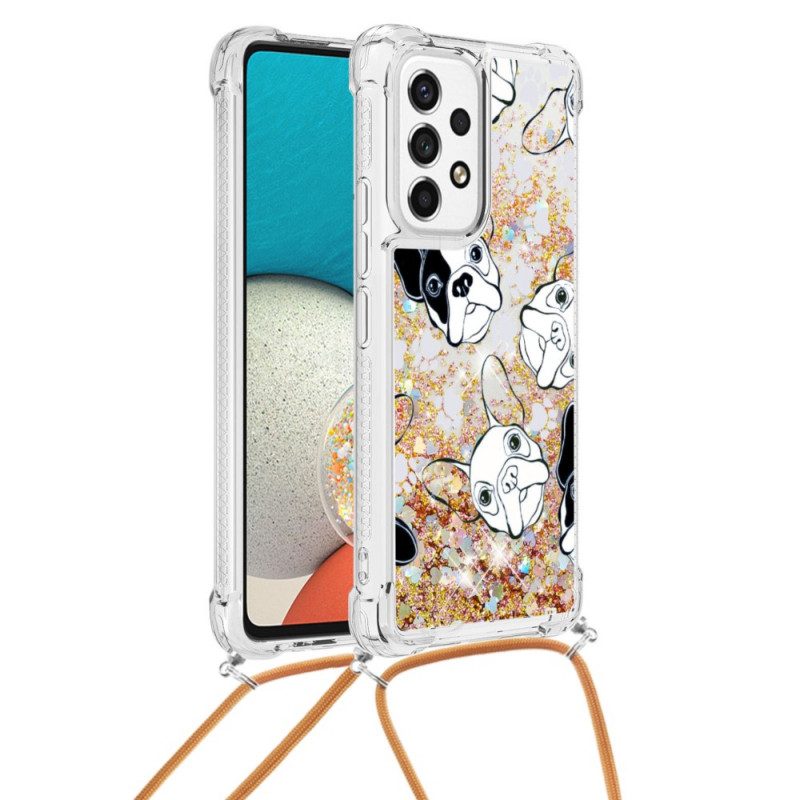 Hülle Für Samsung Galaxy A53 5G Mit Kordel Pailletten-kordelzug-hunde
