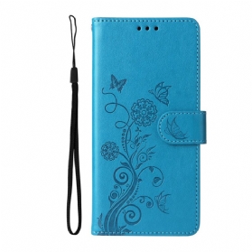 Lederhüllen Für Xiaomi 14t Pro Muster Mit Schmetterlingen Und Blumen
