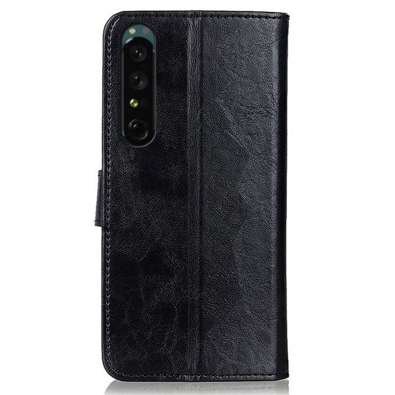 Lederhüllen Für Sony Xperia 1 IV Dreifarbiger Silberverschluss