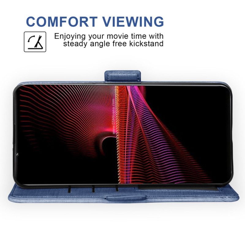 Lederhüllen Für Sony Xperia 1 IV Jeans Mit Drehbarem Kartenhalter