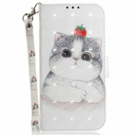 Lederhüllen Für Sony Xperia 1 IV Mit Kordel Katze Und Tomate Mit Riemen