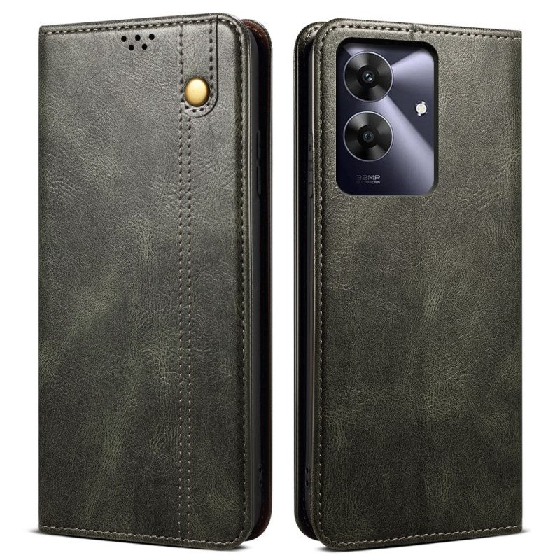 Flip Case Realme C61 Gewachstes Kunstleder