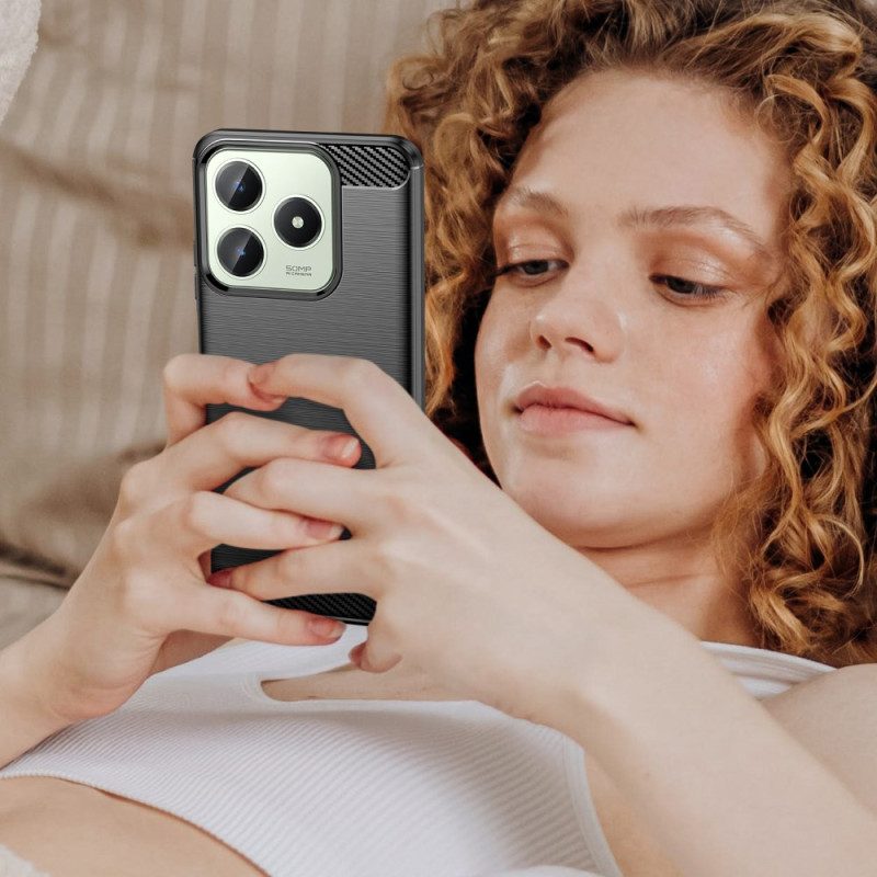 Hülle Für Realme C61 Gebürstete Kohlefaser