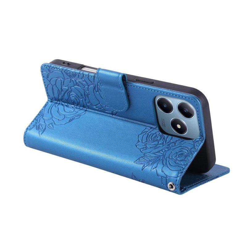 Lederhüllen Realme C61 Handyhülle Florale Spitze