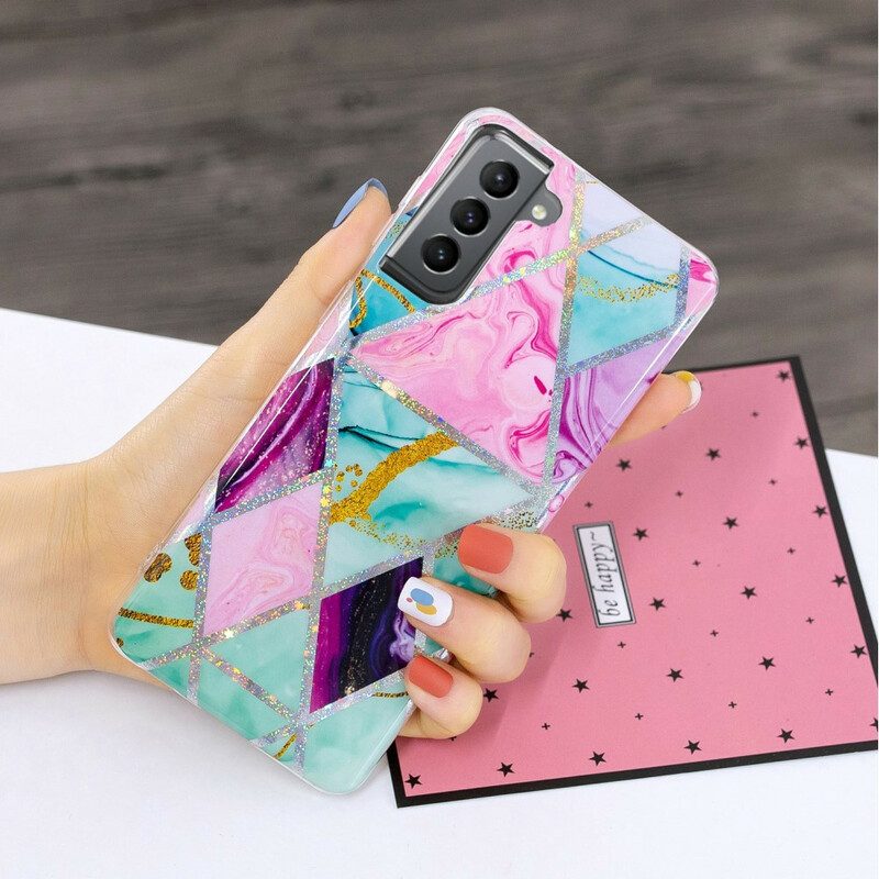 Handyhülle Für Samsung Galaxy S21 FE Glitzer-design-marmor