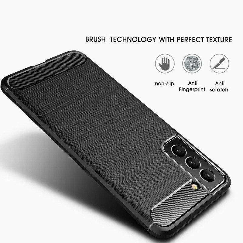 Hülle Für Samsung Galaxy S21 FE Gebürstete Kohlefaser