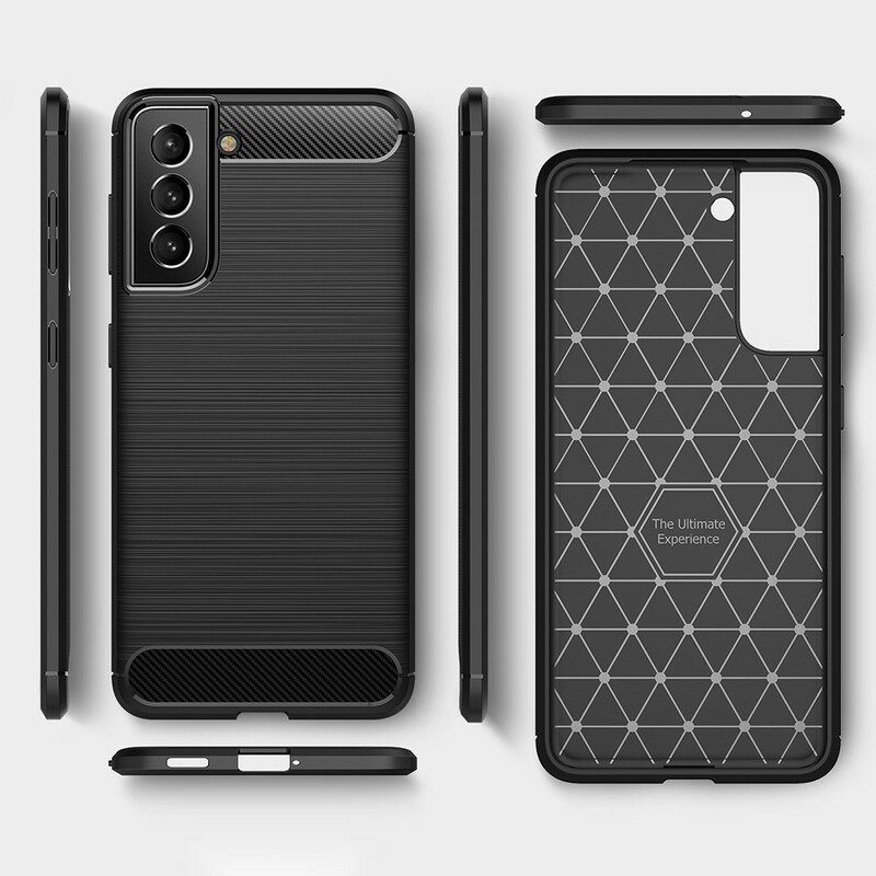 Hülle Für Samsung Galaxy S21 FE Gebürstete Kohlefaser