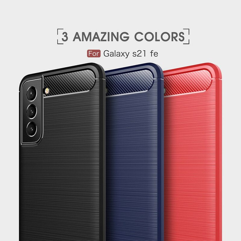 Hülle Für Samsung Galaxy S21 FE Gebürstete Kohlefaser