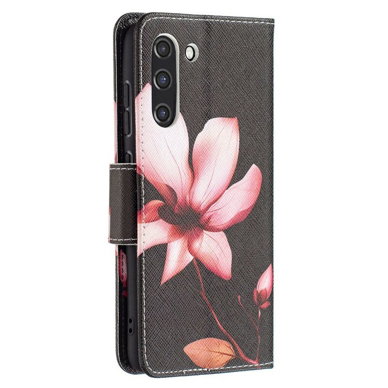 Lederhüllen Für Samsung Galaxy S21 FE Pinke Blume