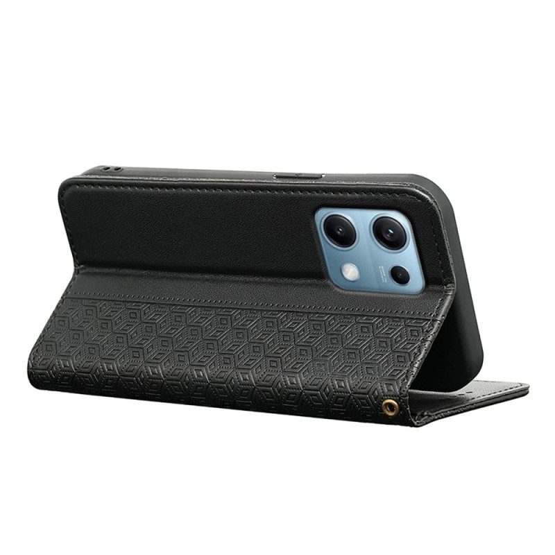 Flip Case Xiaomi Redmi Note 14s Handyhülle Kariertes Muster Mit Riemen