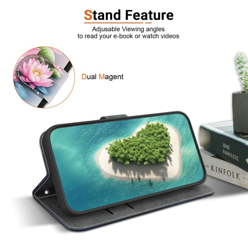 Lederhüllen Xiaomi Redmi Note 14s Handyhülle Seerosen