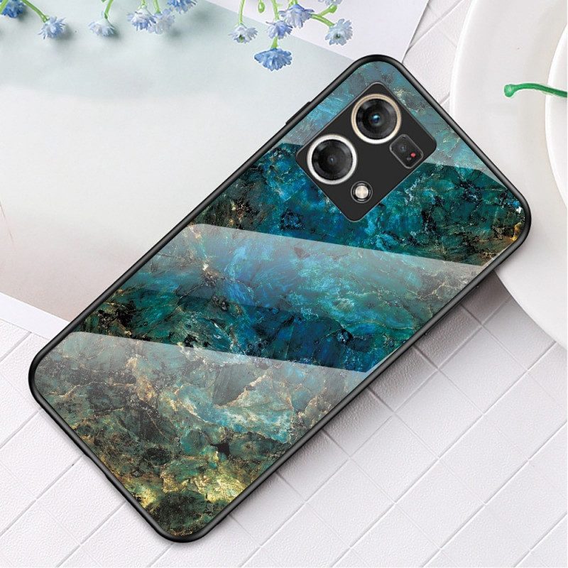 Hülle Für Oppo Reno 7 Marmor-gehärtetes Glas