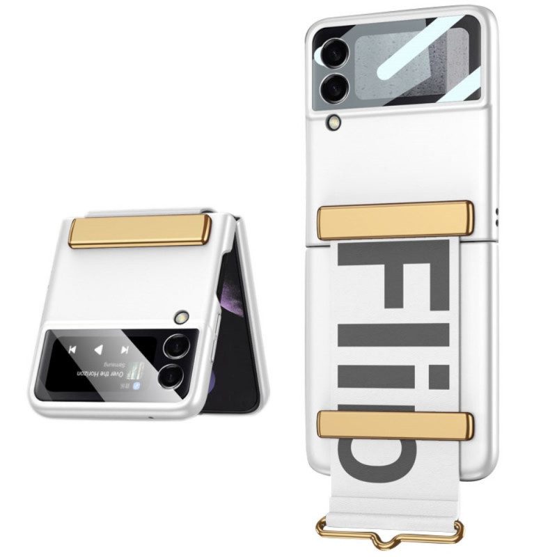 Handyhülle Für Samsung Galaxy Z Flip 3 5G Flip Case Gehärtetes Glas Und Armband Mit Den Buchstaben Gkk