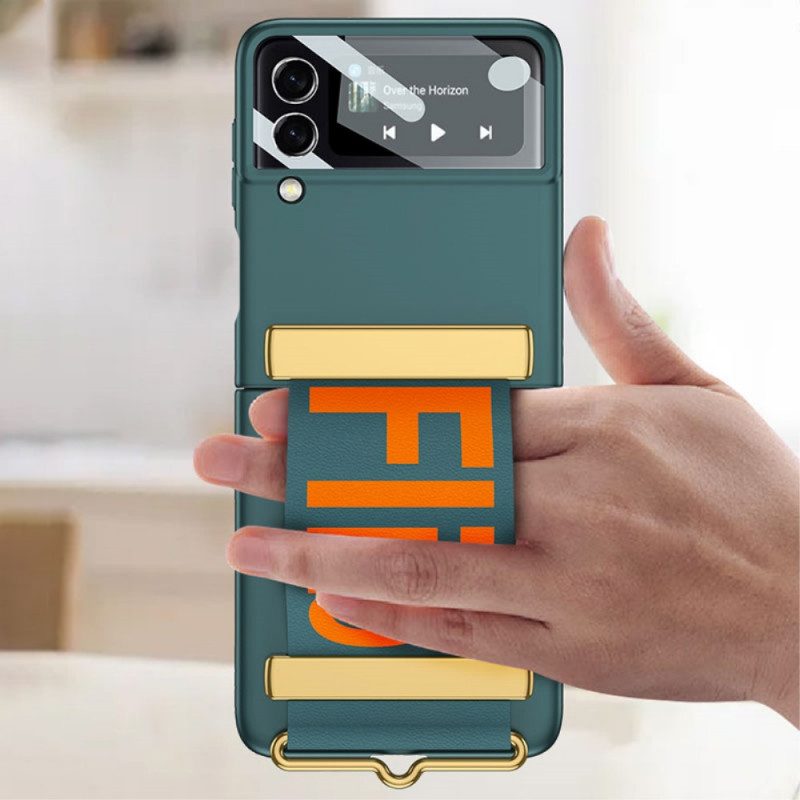 Handyhülle Für Samsung Galaxy Z Flip 3 5G Flip Case Gehärtetes Glas Und Armband Mit Den Buchstaben Gkk