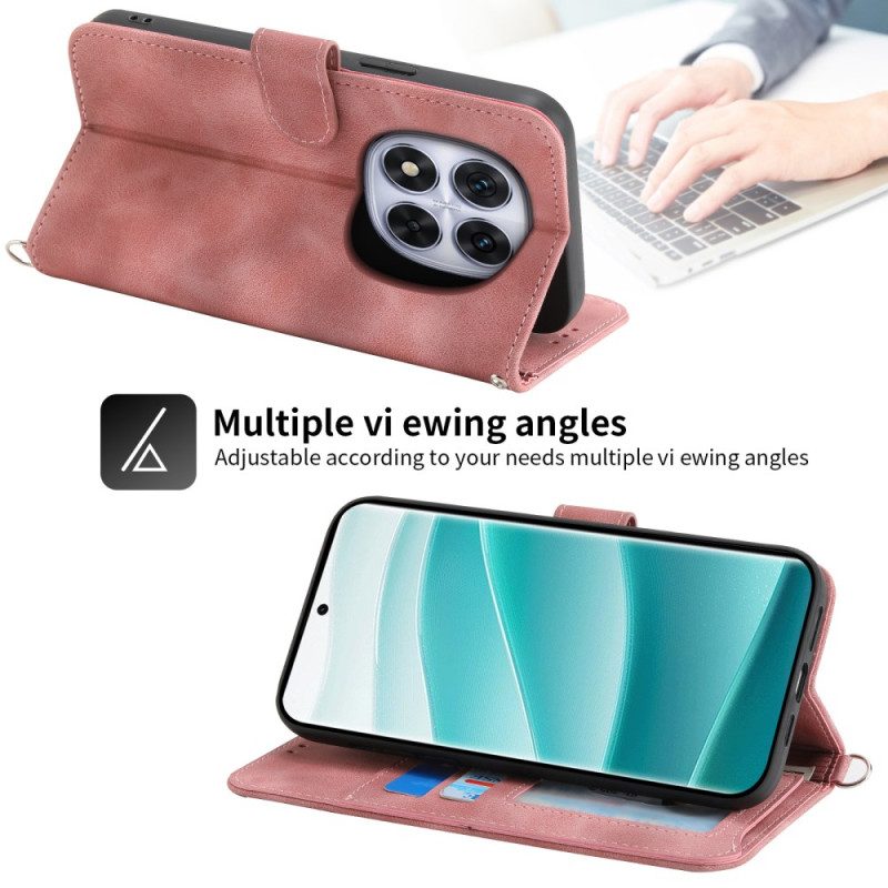 Lederhüllen Für Xiaomi Redmi Note 15 Pro Plus 5g Blumenmuster Mit Schulterriemen Und Riemen