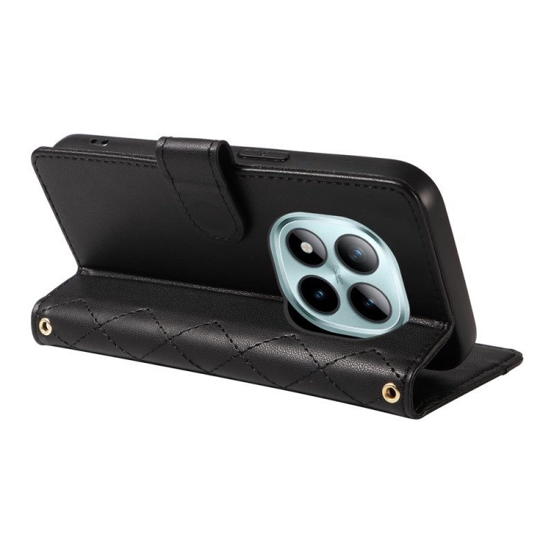 Lederhüllen Für Xiaomi Redmi Note 15 Pro Plus 5g Gesteppt Mit Riemen Und Schultergurt