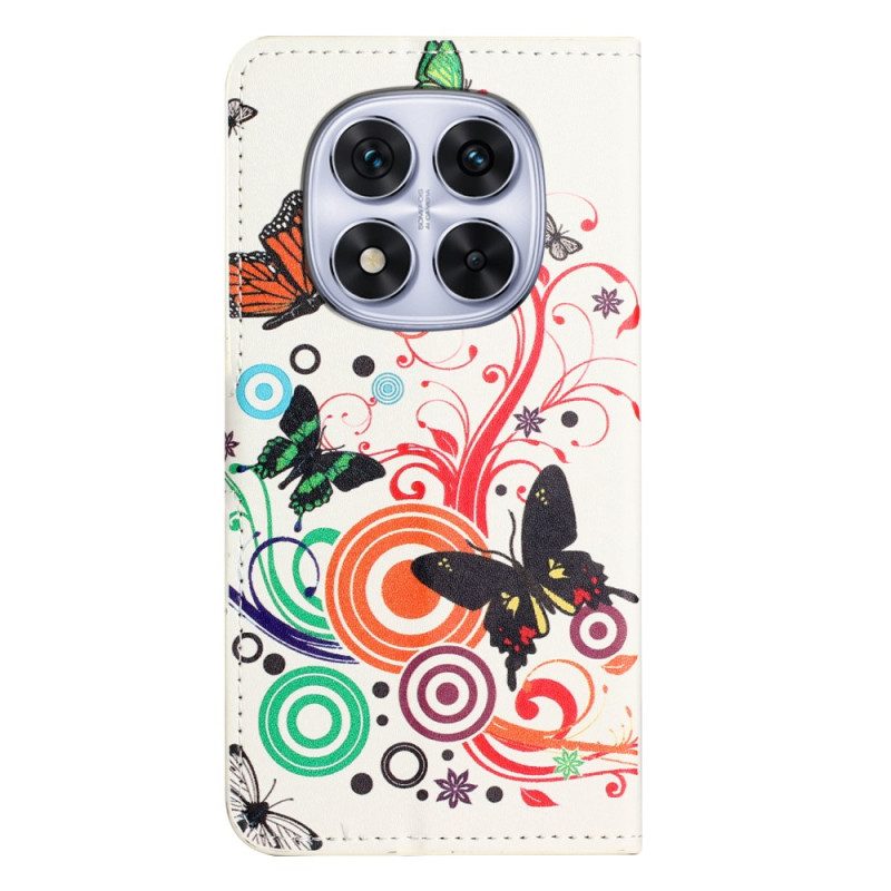 Lederhüllen Für Xiaomi Redmi Note 15 Pro Plus 5g Schmetterlinge Auf Weißem Hintergrund