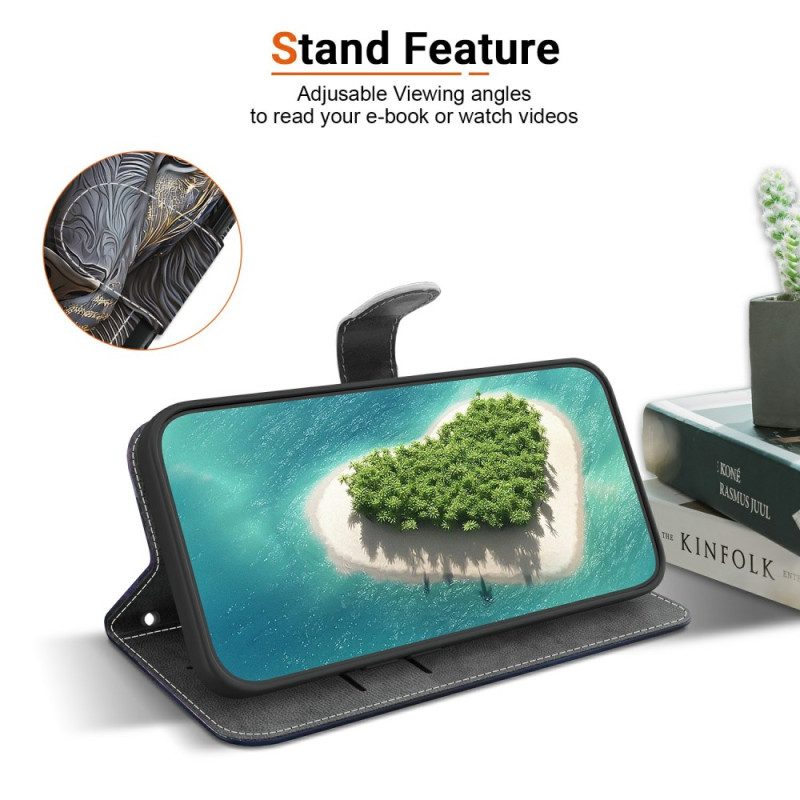 Lederhüllen Für Xiaomi Redmi Note 15 Pro Plus 5g Schwarzer Und Goldener Löwe