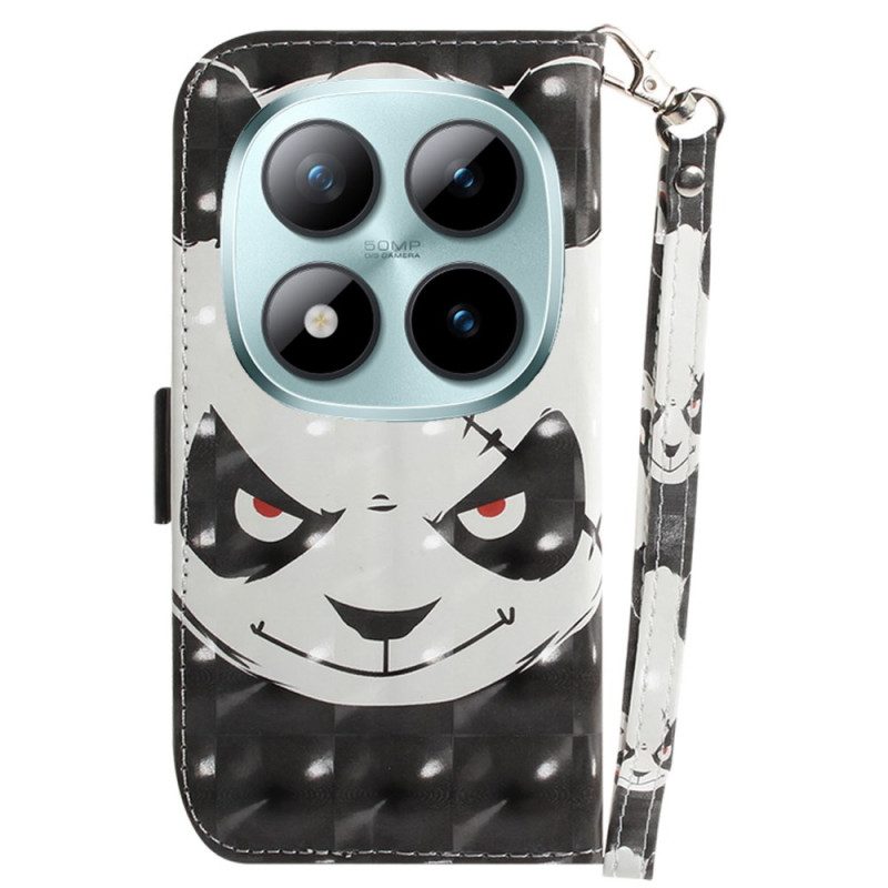 Lederhüllen Für Xiaomi Redmi Note 15 Pro Plus 5g Wütender Panda Mit Riemchen