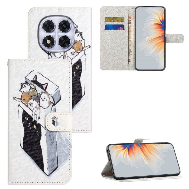Lederhüllen Xiaomi Redmi Note 15 Pro Plus 5g Handyhülle Katzen In Einer Kiste