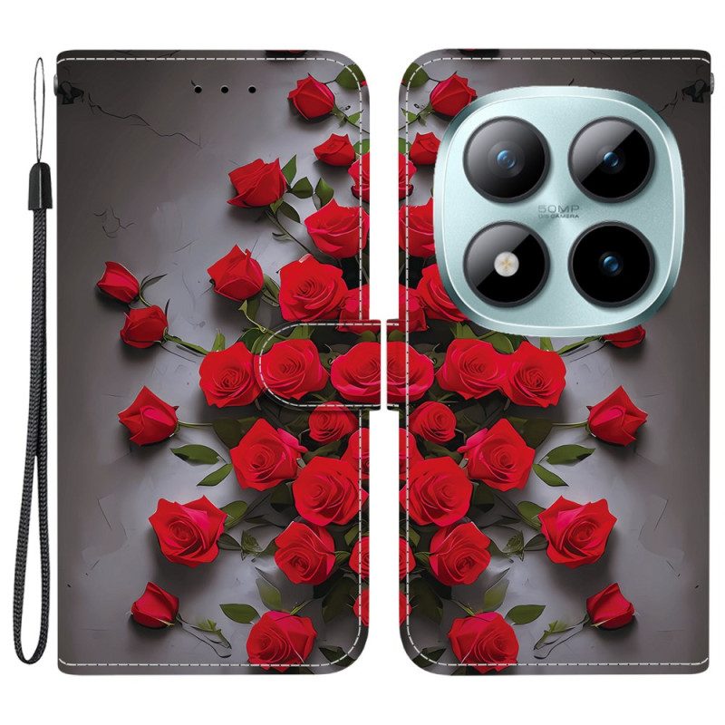 Lederhüllen Xiaomi Redmi Note 15 Pro Plus 5g Handyhülle Rote Rosen