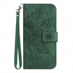 Lederhüllen Xiaomi Redmi Note 15 Pro Plus 5g Handyhülle Sonnenblumenmuster Mit Riemen