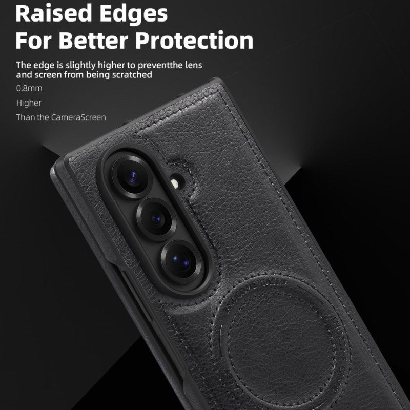 Hülle Für Samsung Galaxy Z Fold 7 Magsafe Leder-look Und Ständer