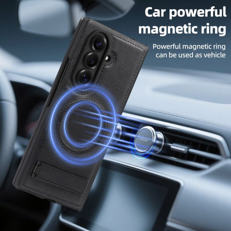 Hülle Für Samsung Galaxy Z Fold 7 Magsafe Leder-look Und Ständer