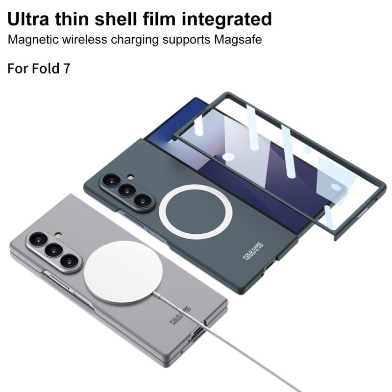 Hülle Samsung Galaxy Z Fold 7 Handyhülle Magnetisch Mit Displayschutzfolie Aus Gehärtetem Glas