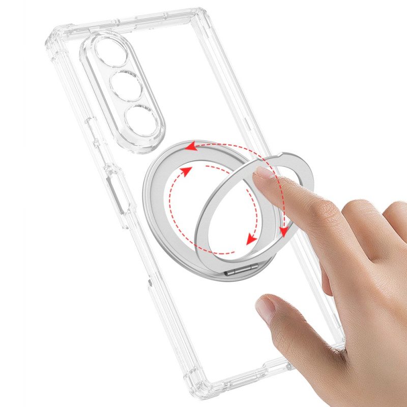 Hülle Samsung Galaxy Z Fold 7 Handyhülle Transparentes Magnetisches Scharnier Mit Ständer