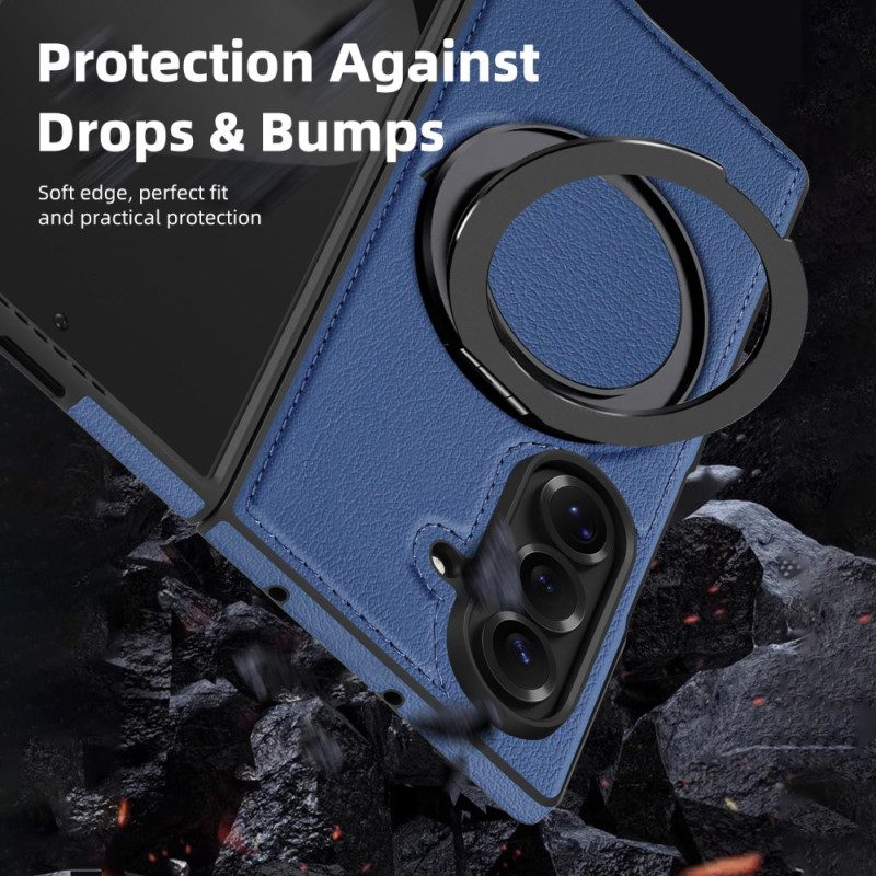 Hülle Samsung Galaxy Z Fold 7 Magsafe-kompatibler Leder-look Mit Drehbarem Ringhalter