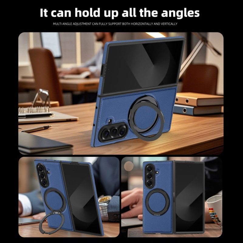 Hülle Samsung Galaxy Z Fold 7 Magsafe-kompatibler Leder-look Mit Drehbarem Ringhalter