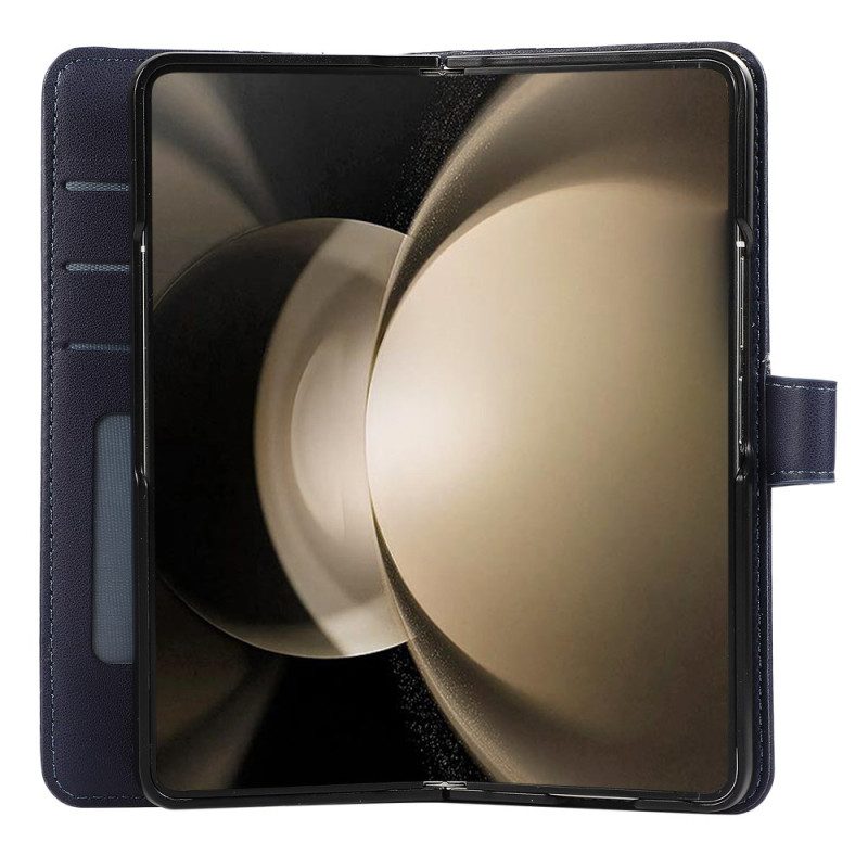 Lederhüllen Samsung Galaxy Z Fold 7 Geprägtes Muster Mit Trageriemen