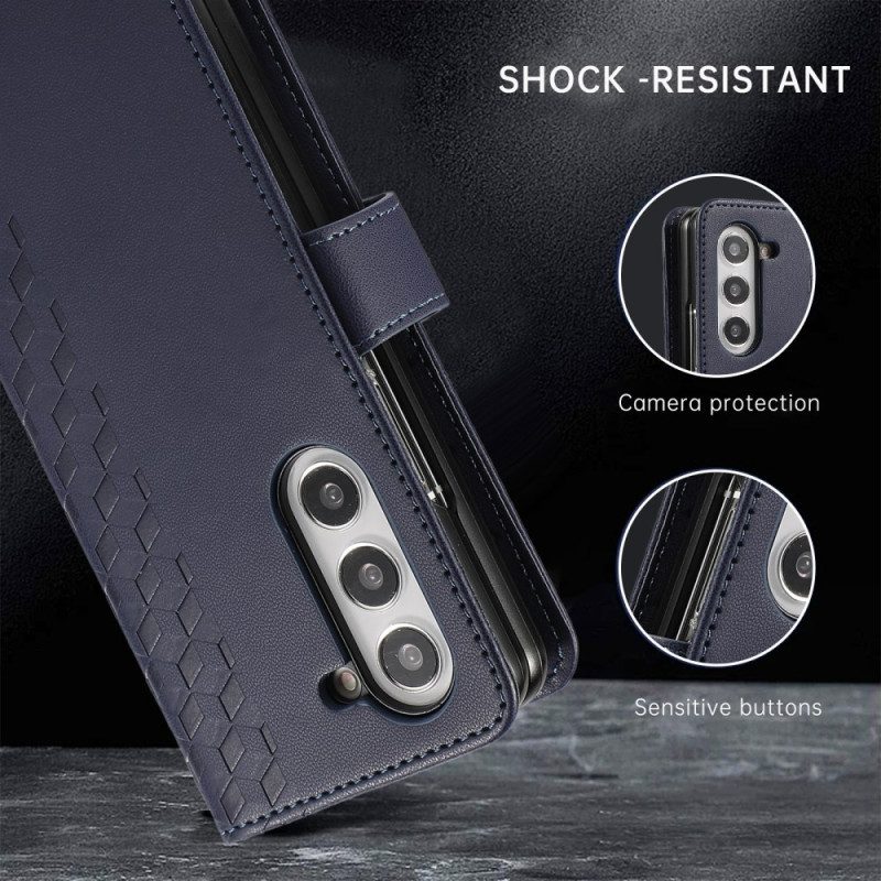 Lederhüllen Samsung Galaxy Z Fold 7 Geprägtes Muster Mit Trageriemen