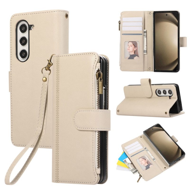 Lederhüllen Samsung Galaxy Z Fold 7 Handyhülle Geldbörse Mit Trageriemen